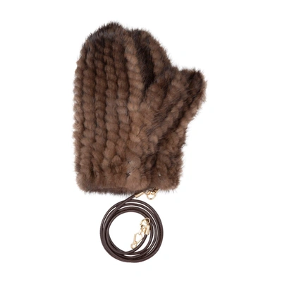 Max Mara Nevada Knitted Fur Gloves In Demi Buff