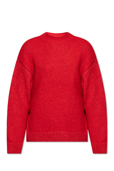 Jacquemus La Maille Pavane Logo Alpaca-blend Sweater In Red