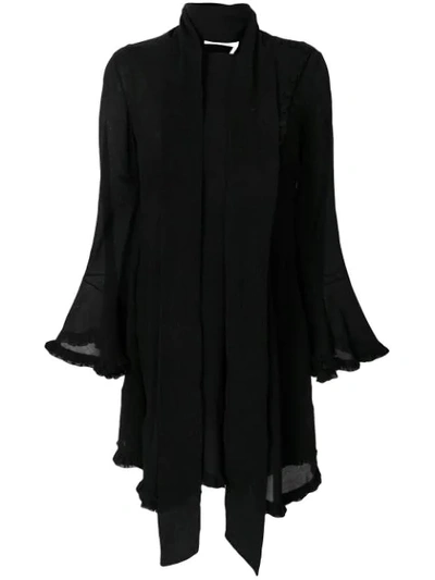 Chloé Crepe Tie Waist Handkerchief Dress In Black