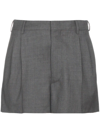 Miu Miu Tailored Mohair Shorts In Grey