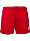 Moncler Logo Patch Swimming Shorts In Red