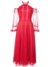 Marchesa Notte Point D'esprit Cold Shoulder Dress In Red