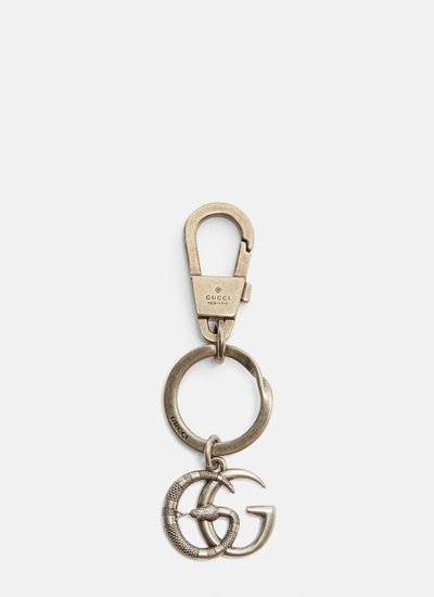 Gucci Gg Snake Keyring In Silver