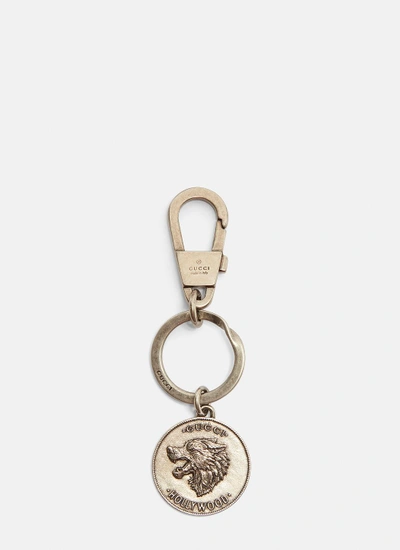 Gucci Wolf Keyring In Silver