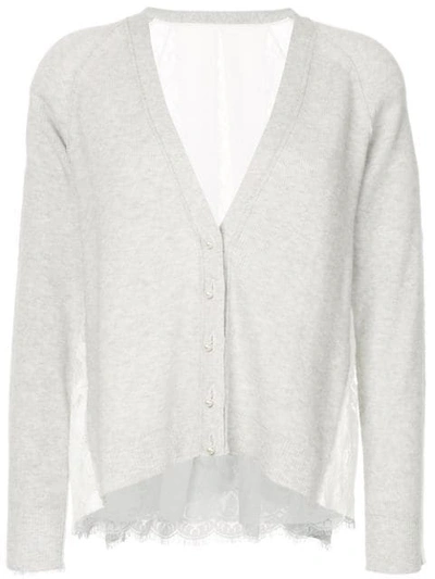 Onefifteen Lace Panel Cardigan In Grey