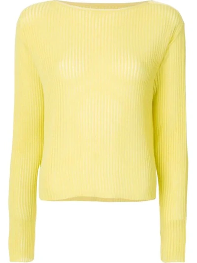 Onefifteen Semi Sheer Ribbed Top In Yellow