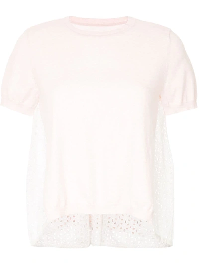 Onefifteen Broderie Anglaise Panel Top In Pink