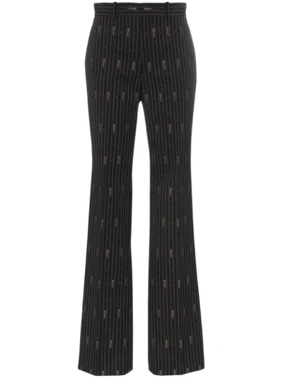 Gucci Logo Wool And Silk-blend Jacquard Trousers In Black