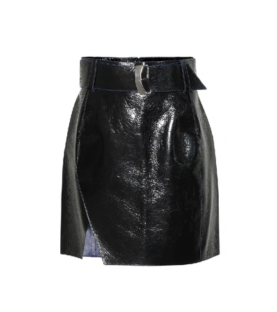 Mugler Belted Patent Leather Mini Skirt In Black
