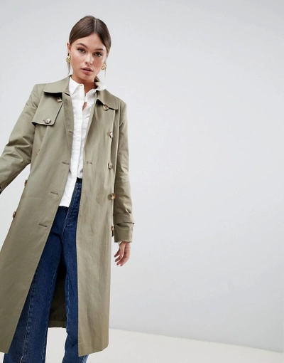 Helene Berman Double Breasted Trench - Green