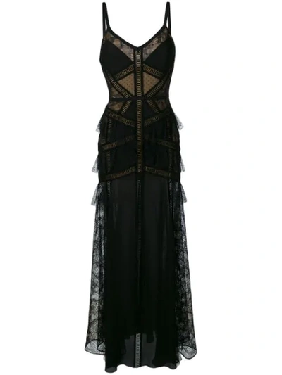 Elie Saab Tulle And Floral-lace Gown In Black