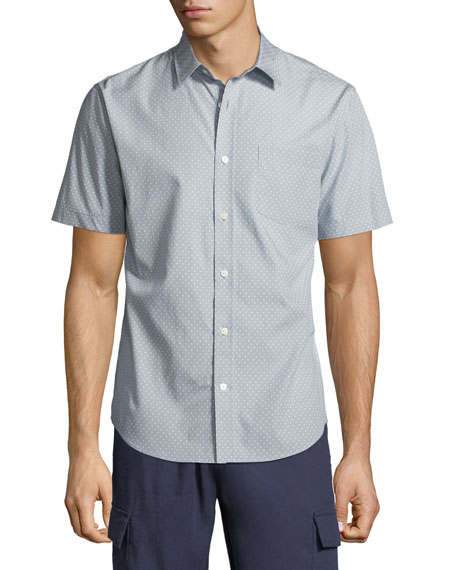Vince Classic Fit Micro Star Short Sleeve Sport Shirt In Arctic | ModeSens