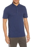 Vince Men's Heathered Linen/cotton Knit Polo Shirt In Sapphire