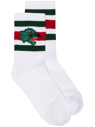 Gucci Socks With Panther Face Patch In White