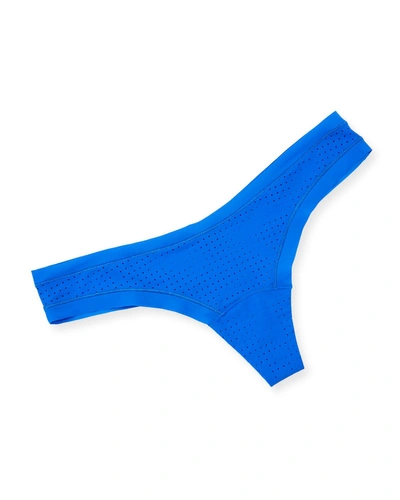 Commando Perforated Microfiber Thong In Blue Pop