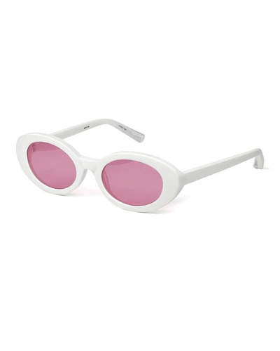 Elizabeth And James Mckinley Oval Acetate Sunglasses In White
