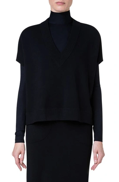 Akris Punto Milano Knit Oversize Pullover In 009 Black