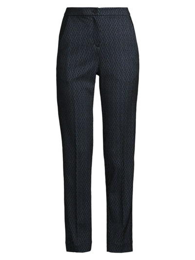 Emporio Armani Skinny Cropped Chevron Jersey Trousers In Blue