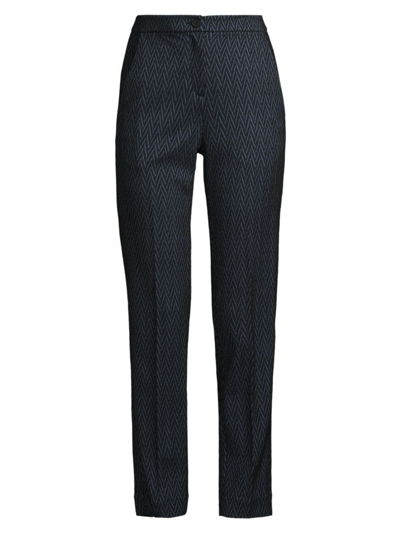 Emporio Armani Skinny Cropped Chevron Jersey Trousers In Navy