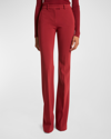 Michael Kors Haylee Flare-leg Crepe Trousers In Merlot