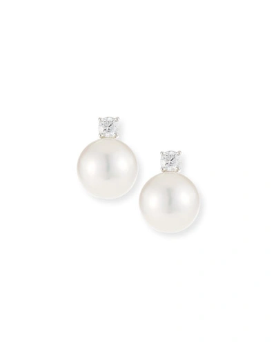 Belpearl 18k Diamond & White South Sea Pearl Earrings