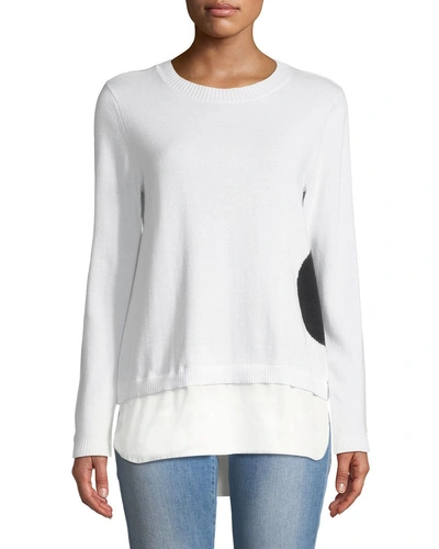 Lisa Todd Dot Sweater With Shirting Hem In White/black