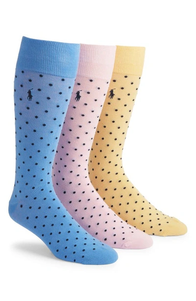 Polo Ralph Lauren Pindot Assorted 3-pack Dress Socks In Pink Multi