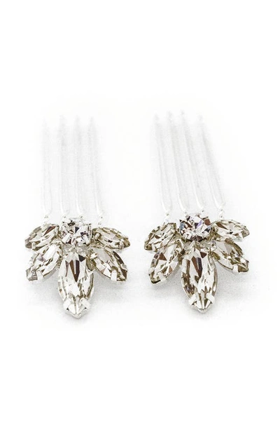 Brides And Hairpins Kenji Set Of 2 Crystal Combs In Silver