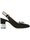 Gucci Crystal Embellished Slingback Pump In Black Suede