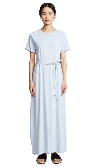 Elizabeth And James Welles Belted Cotton-jersey Maxi Dress In Light Blue