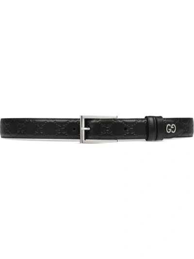 Gucci Signature Belt With Gg Detail In Black