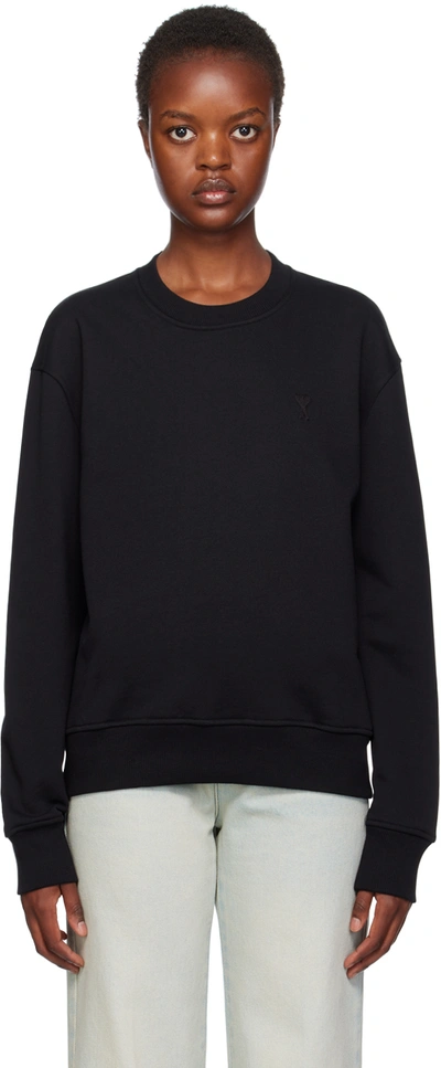 Ami Alexandre Mattiussi Sweatshirt Mit Logo-stickerei In Wool Tricotine Black