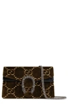 Gucci Supermini Dionysus Double G Velvet Shoulder Bag - Brown In Brown/ Nero/ Black Diamond