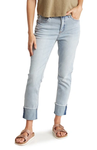 Seven7 Women's High Rise Slim Straight Cuff Jeans 