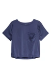 Good American Stretch Satin Pocket T-shirt In Blue Rinse