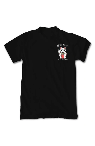 Riot Society Lucky Cat Skull Graphic T-shirt In Black