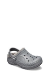 Crocs Kids' Baya Faux Shearling Lined Clog In Charcoal/ Charcoal