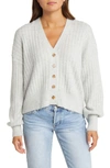 Rip Curl Afterglow V-neck Cardigan In Light Grey Heather