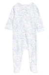 Nordstrom Babies' Print Cotton Footie In Blue Ice Spotted Daisies