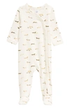 Nordstrom Babies' Print Cotton Footie In Ivory Pristine Dachshunds