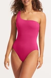 Seafolly Sea Dive One-shoulder One-piece Swimsuit In Fuchsia Rose