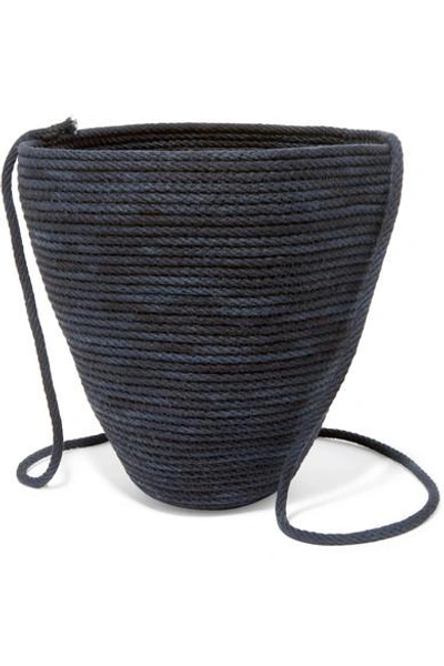 Catzorange Woven Cotton Bucket Bag In Black