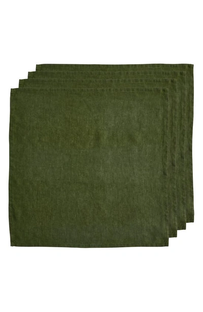 Bed Threads 4-pack Linen Napkins In Olive