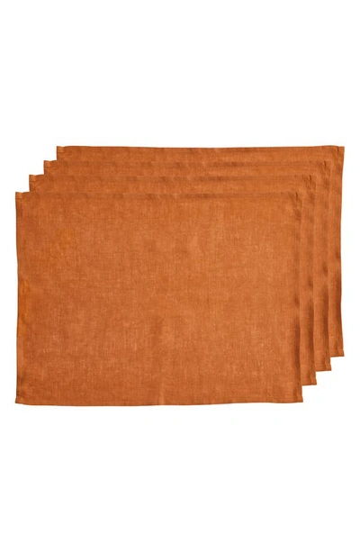 Bed Threads 4-pack Linen Placemats In Rust