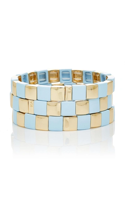 Roxanne Assoulin Set Of Three Gold-tone Bead Bracelet In Blue