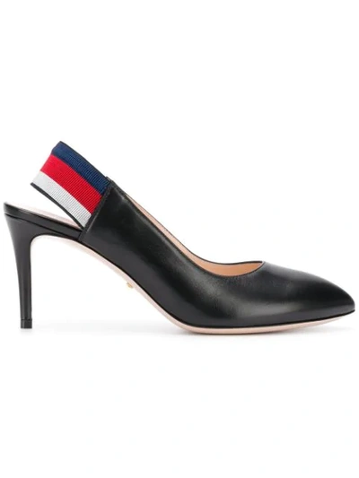 Gucci Web Sling Back Pumps In Black