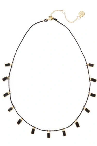 Arme De L'amour Gold-plated, Enamel And Cord Necklace In Black