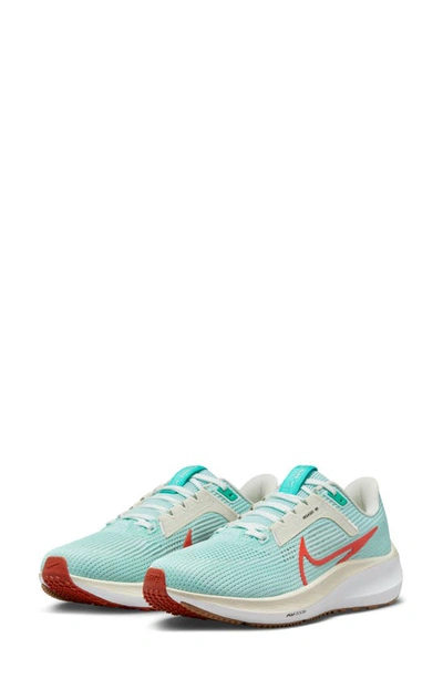 Nike Air Zoom Pegasus 40 Running Shoe In Jade/ Red/ White/ Sea Glass