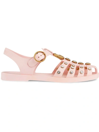 Gucci Marmont Crystal Embellished Fisherman Sandal In Pink