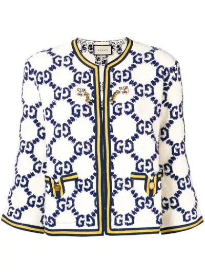 Gucci Gg Textured Silk, Wool & Linen Tweed Jacket In Multi